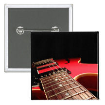 Red Electric Guitar Pinback Button
