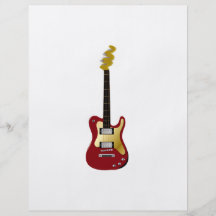 Red electric guitar yellow fizzle headstock flyer