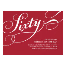 Red Elegant 60th Birthday Invitations