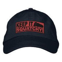 Red *EMBROIDERED* Keep It Squatchy! - Bobo's Embroidered Baseball Cap