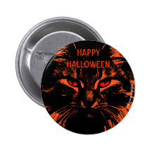 Red Eye Cat Trick or Treat - Pinback Buttons
