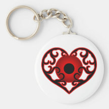 Red eyeball in heart keychains
