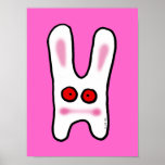 Red eyed white bunny posters