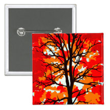 Red Fall Tree Button