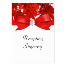 Red Fall Tree Leaves With Ribbon On White Wedding Business Card Template