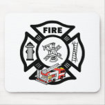 Red Fire Engine Rescue Mousemat