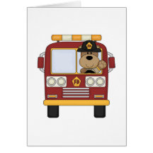 Red Fire Truck Bear Cards