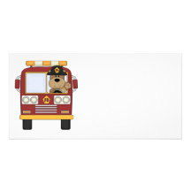 Red Fire Truck Bear Customised Photo Card