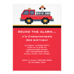Red Fire Truck Birthday Party Custom Invitation