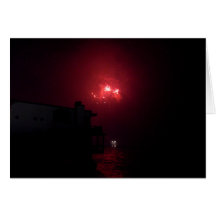 Red Firework Lights Greeting Card