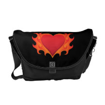 Red flaming heart cool messenger bag for women