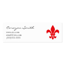 Red Fleur de Lis Skinny Business Card
