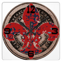 Red Fleur De Lis Water Metre Cover Clock Face