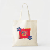 Red Floral abstract art Bag
