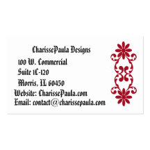 Red floral art nouveau business card templates