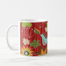 Red Floral Garden Mug