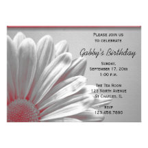 Red Floral Highlights Birthday Party Invitation