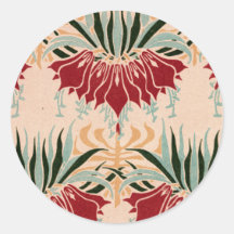 Red Floral Nouveau Stickers