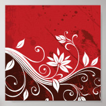 Red Floral Vines Posters