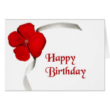 Red Flower - Happy Birthday Card