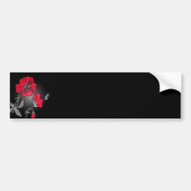 Red Flower on Black and Grey Background Bumper Sticker