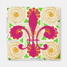 Red Flowers Abstract, Red Fleur De Lis Magnets