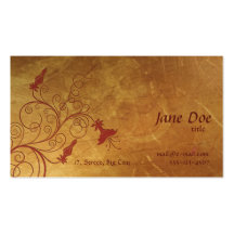 Red Flowers Golden Business Card