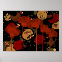 Red Flowers in the Sun Poster