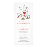 Red Flowers Tea Set Bridal Shower Invitations