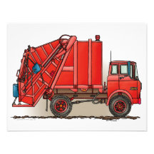 Red Garbage Truck Personalized Invitations