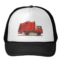 Red Garbage Truck Trucker Hats