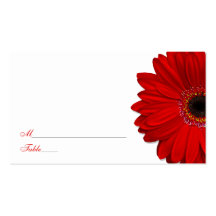 Red Gerber Daisy Wedding Place Cards Business Card