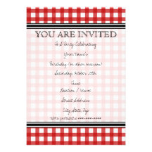 Red Gingham Invitation