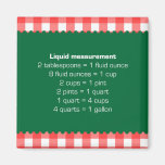 Red gingham liquid measure chart kitchen helper refrigerator magnets