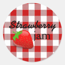 Red Gingham-Strawberry Jam Sticker