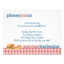 Red gingham summer barbeque July 4th celebration invitations