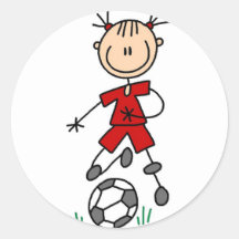 Red Girls Soccer Sticker