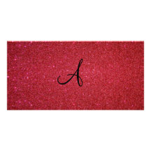 Red glitter personalized photo card