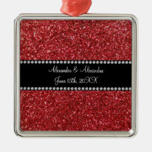 Red glitter wedding favors christmas ornament