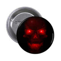 Red Glowing Skull Pinback Button
