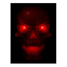Red Glowing Skull Post Card