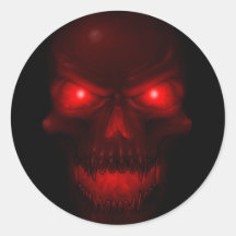 Red Glowing Skull Round Stickers