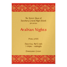 Red gold arabian junior senior prom formal dance personalized announcement