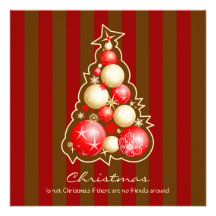Red & Gold Bubbles Christmas Tree Personalised Invitations