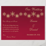 Red, Gold Glitter Snowflakes Wedding Program Full Color Flyer