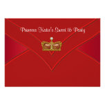 Red Gold Princess Sweet 16 Party Personalized Invites