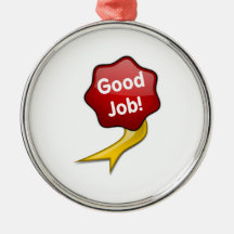 Red Good Job Ribbon Christmas Tree Ornament
