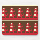 Red good luck elephants pattern print mousepads