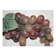 Red grapes, plastic, on pale background invitations