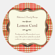 Red & Green Holiday Plaid Label Sticker